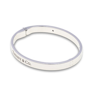 18ct White gold Tiffany & Co hinged bangle with diamonds
