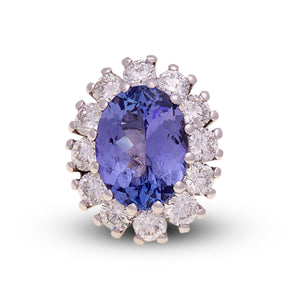 18ct White Gold Tanzanite Diamond Stud Earrings