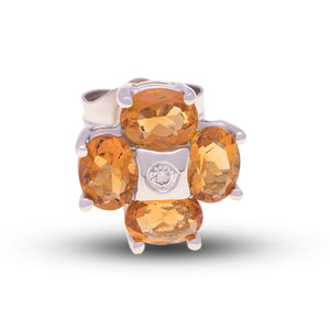 18ct White Gold Citrine Diamond Stud Earrings
