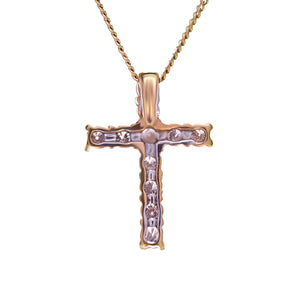 18ct Yellow and White Gold Diamond Cross pendant