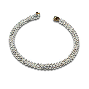 Double row Cultured pearl necklace 18ct Yellow gold