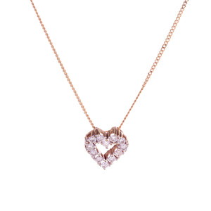 18ct White and Yellow Gold Heart Diamond Pendant
