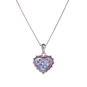 18ct White Gold Sapphire Diamond Heart Pendant