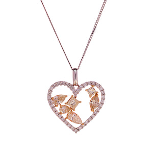18ct White Yellow Gold Multi Colour Diamond Heart Pendant