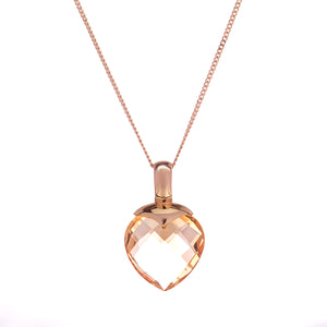 18ct Yellow Gold Heart Citrine Diamond Pendant