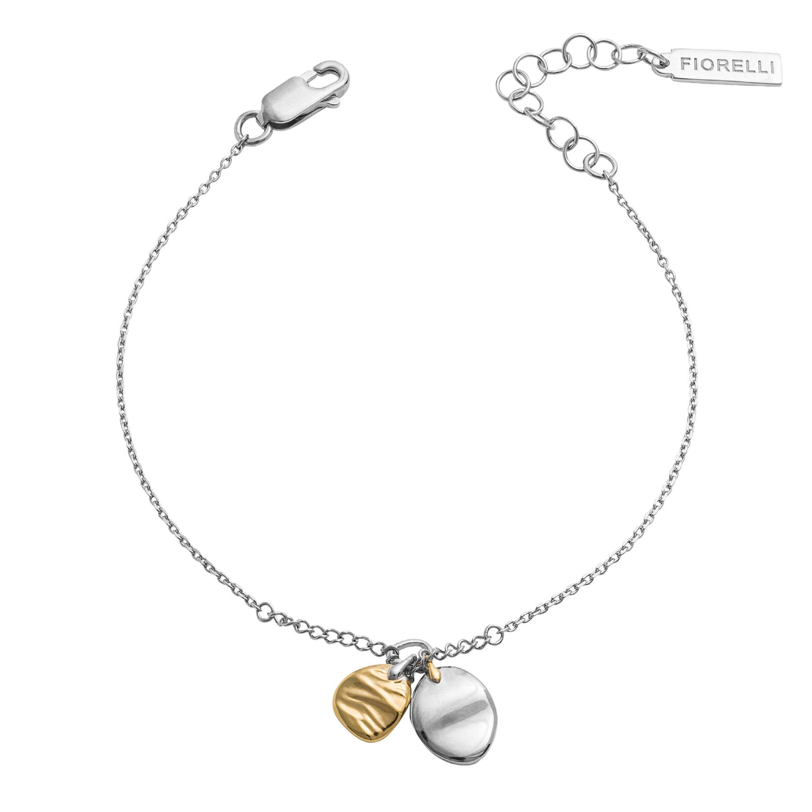 Ripple Effect and Plain Disc Bracelet with Yellow Gold Plating (B5385)