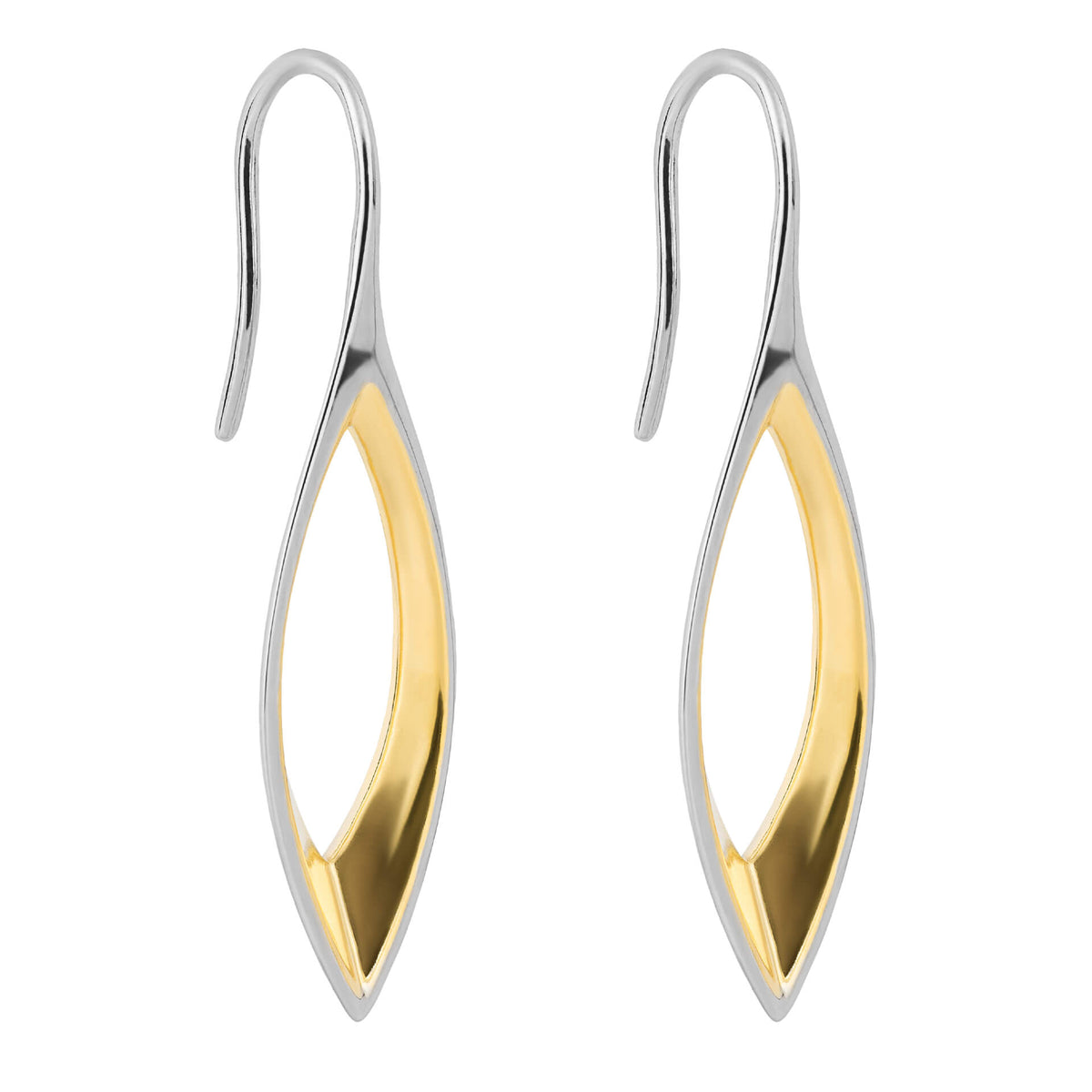 Fluid Navette Drop Earrings with Yellow Gold Plating (E6218)