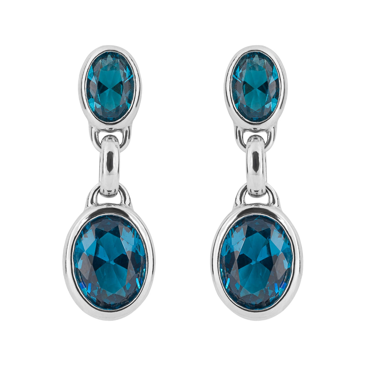 Aqua Nano Crystal Double Drop Earrings (E6225T)