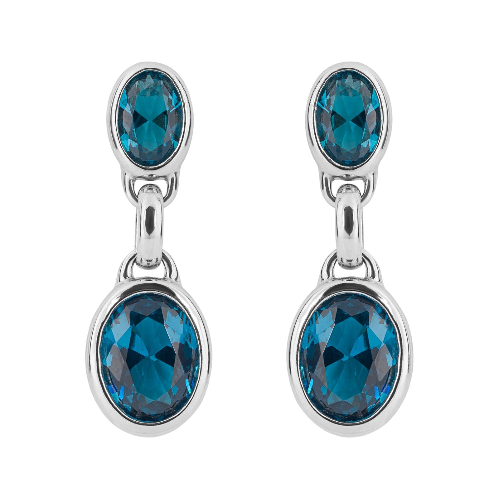 Aqua Nano Crystal Double Drop Earrings (E6225T)