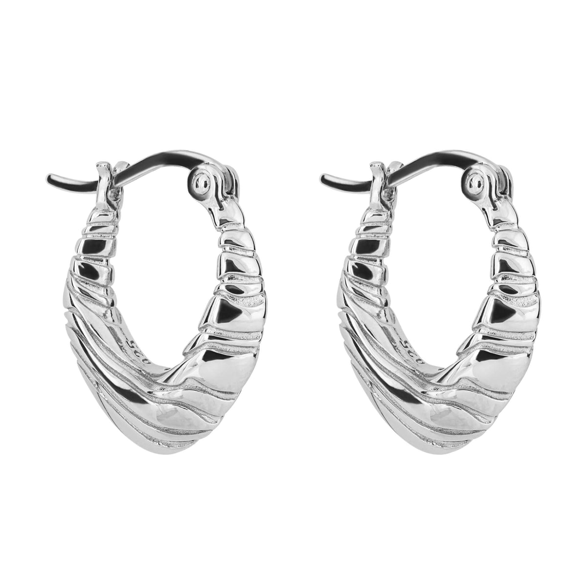 Sand Dune Ripple Texture Hoop Earrings (E6228)