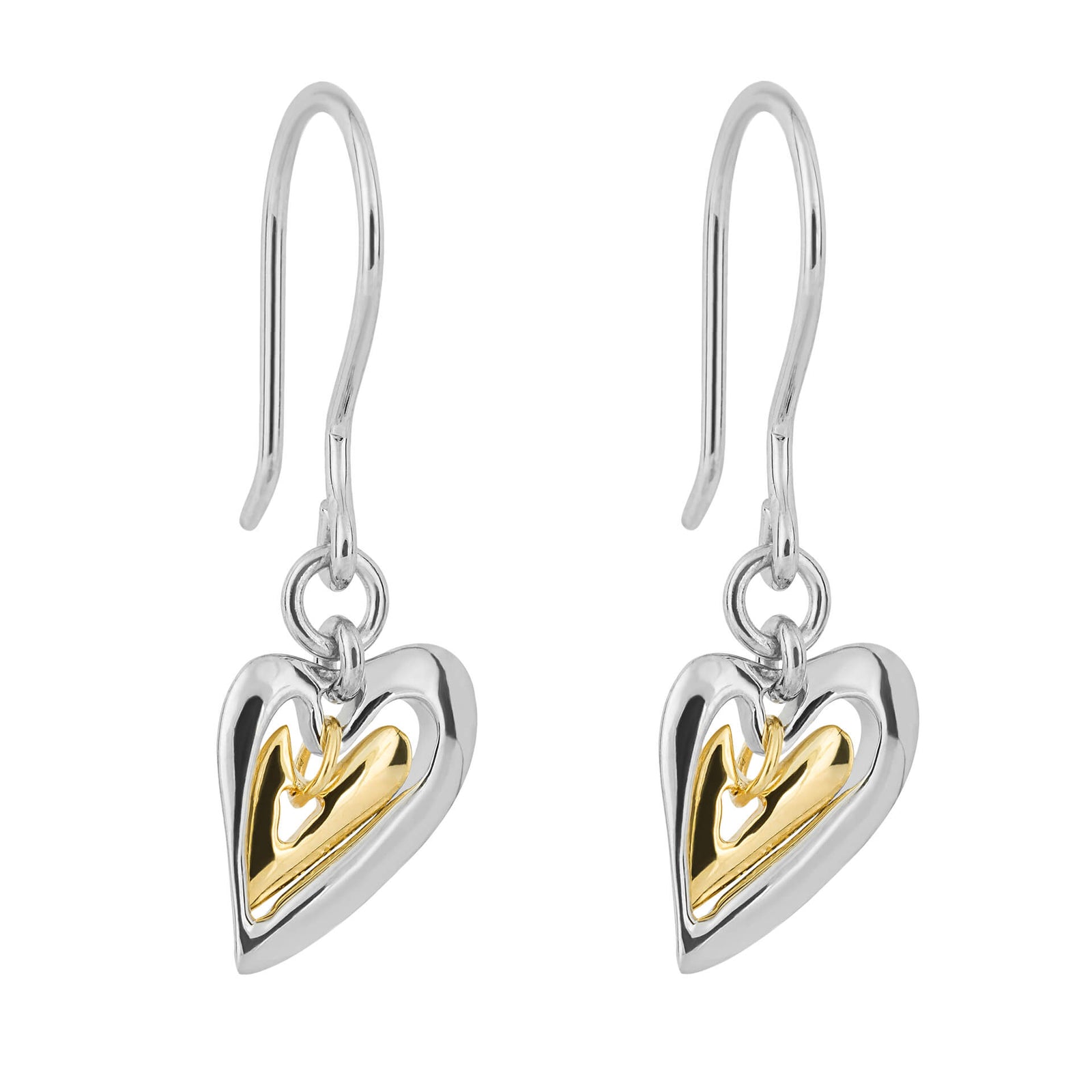 Organic Heart Earrings with Yellow Gold Plating (E6231)