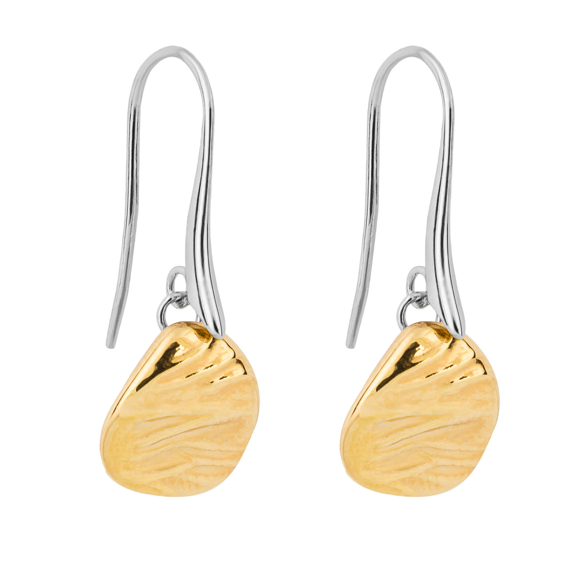 Ripple Effect Drop Disc Earrings with Yellow Gold Plating (E6284)