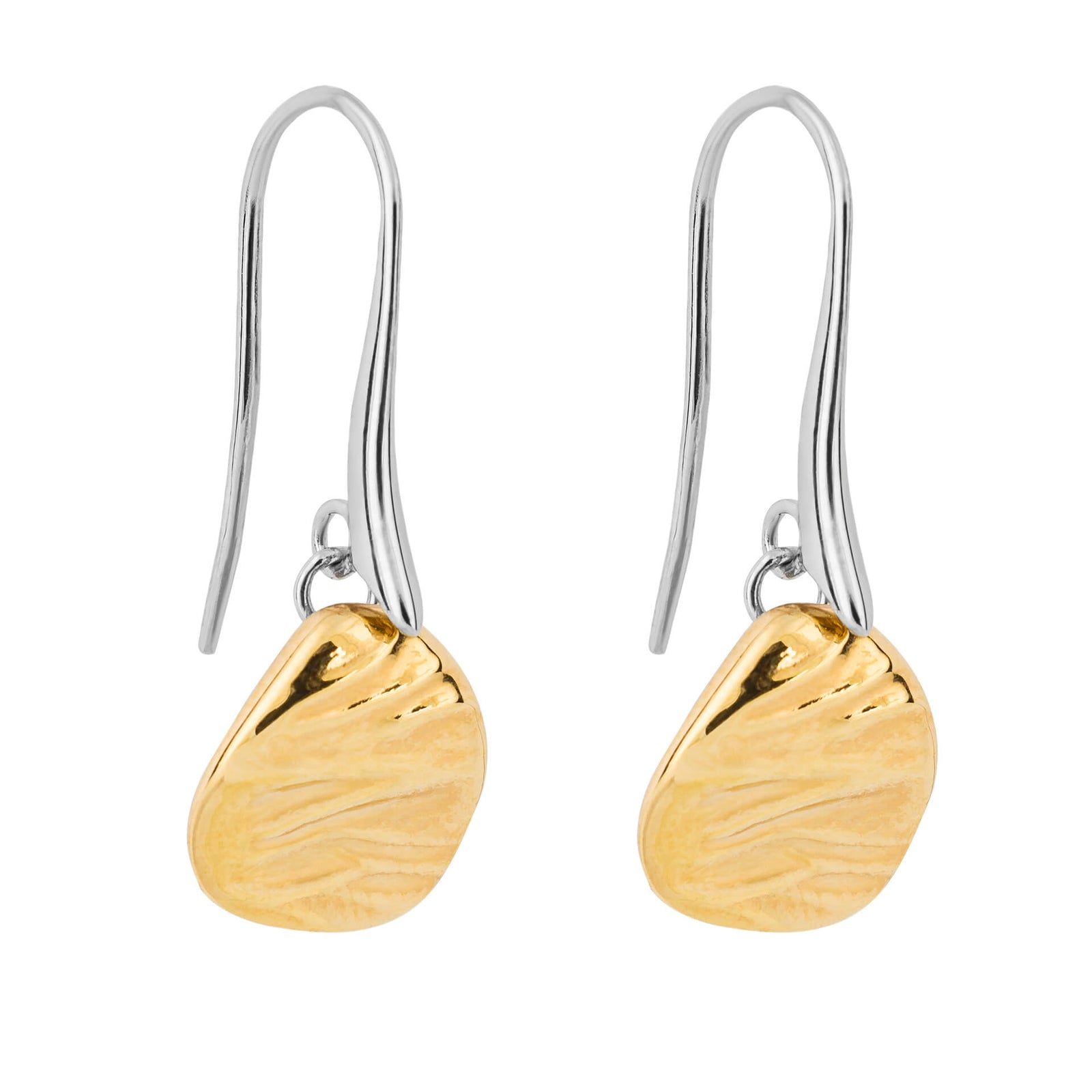 Ripple Effect Drop Disc Earrings with Yellow Gold Plating (E6284)