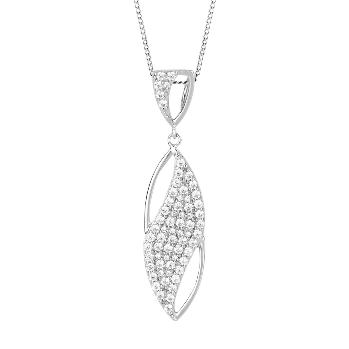 Navette Pendant with Pave CZ Wave (P5193C)