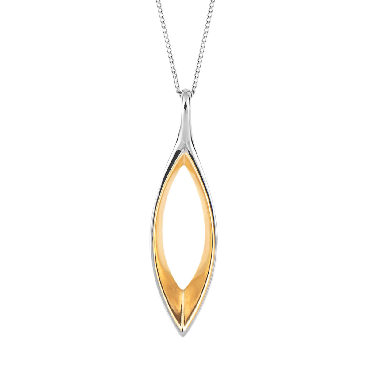 Fluid Navette Pendant with Yellow Gold Plating (P5194)