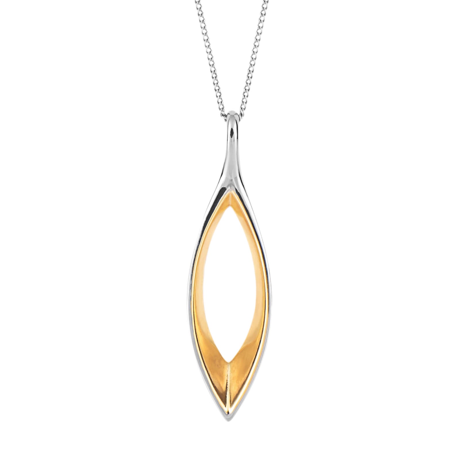 Fluid Navette Pendant with Yellow Gold Plating (P5194)