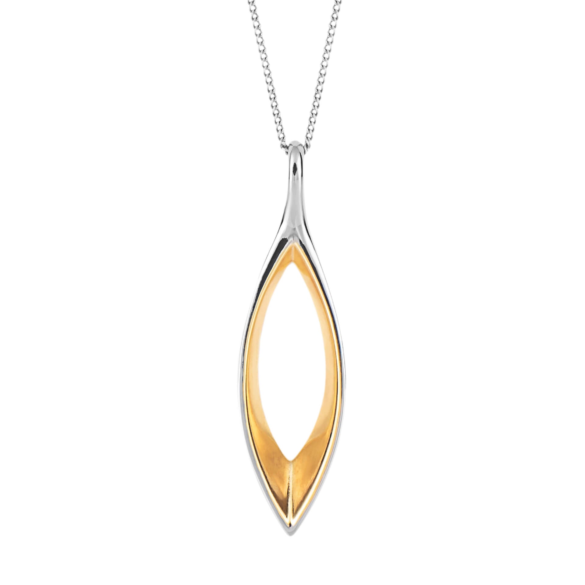 Fluid Navette Pendant with Yellow Gold Plating (P5194)