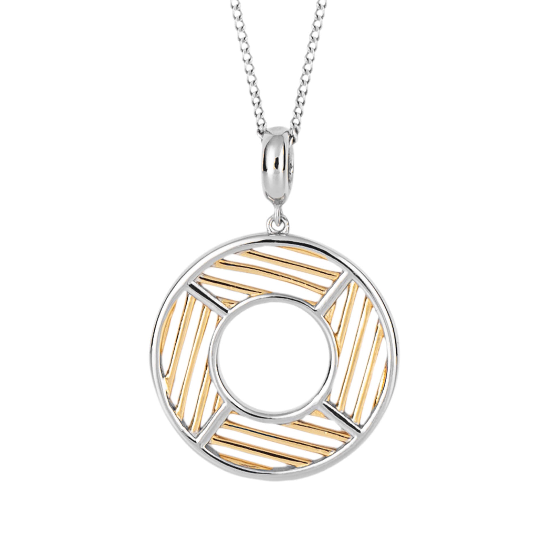 Geo Cage Design Open Circle Pendant with Yellow Gold Plating (P5197)