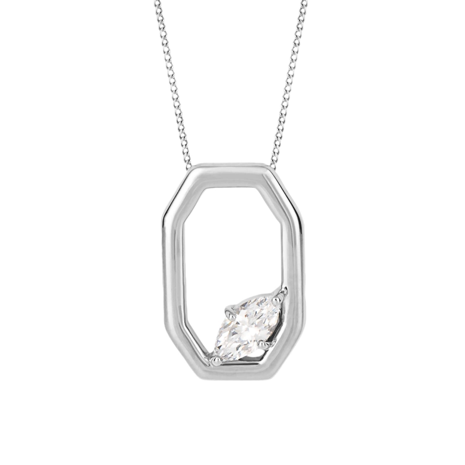 Elongated Octagon Pendant with Floating CZ (P5202C)