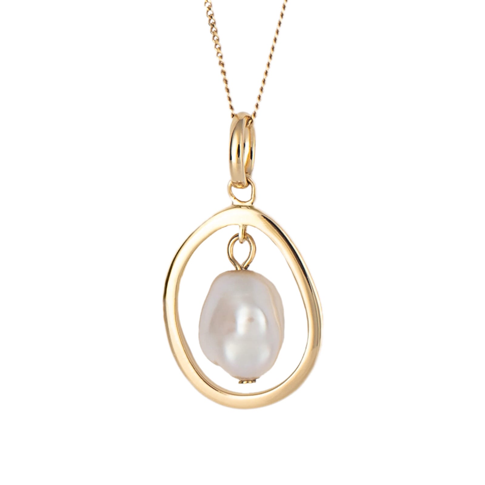 Floating Freshwater Pearl Pendant with Yellow Gold Plating (P5203W)