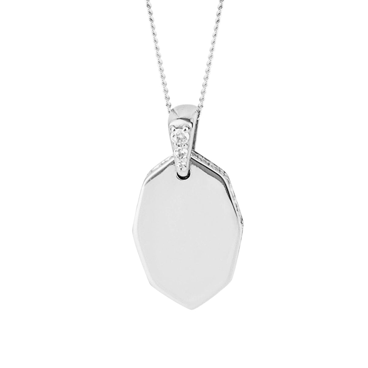 Elongated Octagon Tag Pendant with CZ Bale and Edge (P5259)
