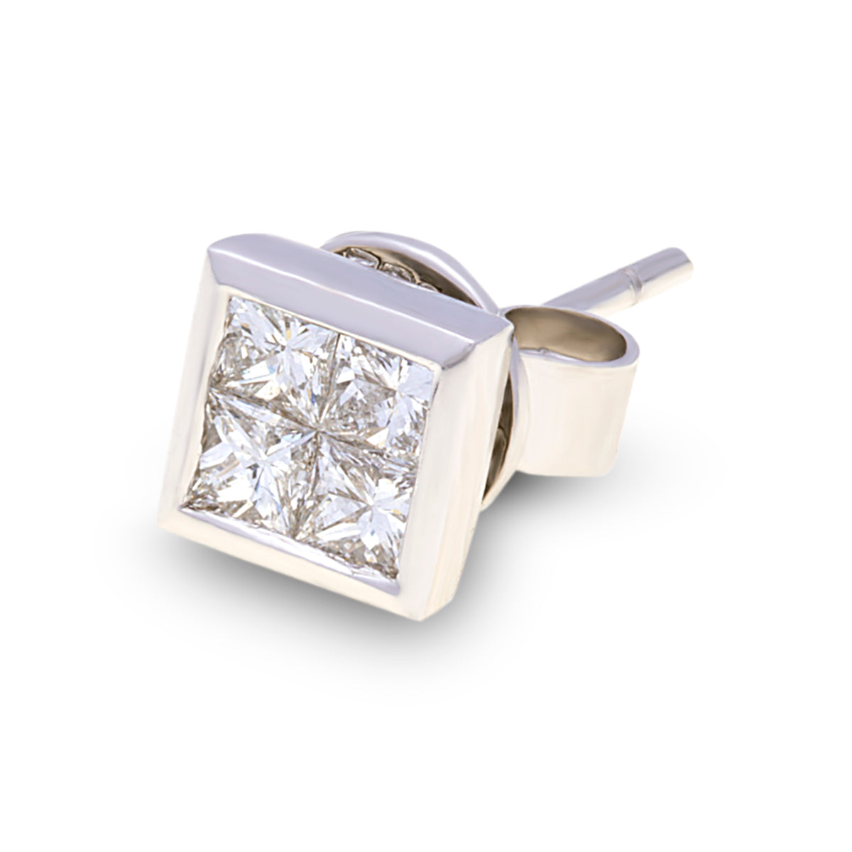 18ct White Gold Square Diamond Studs G777362