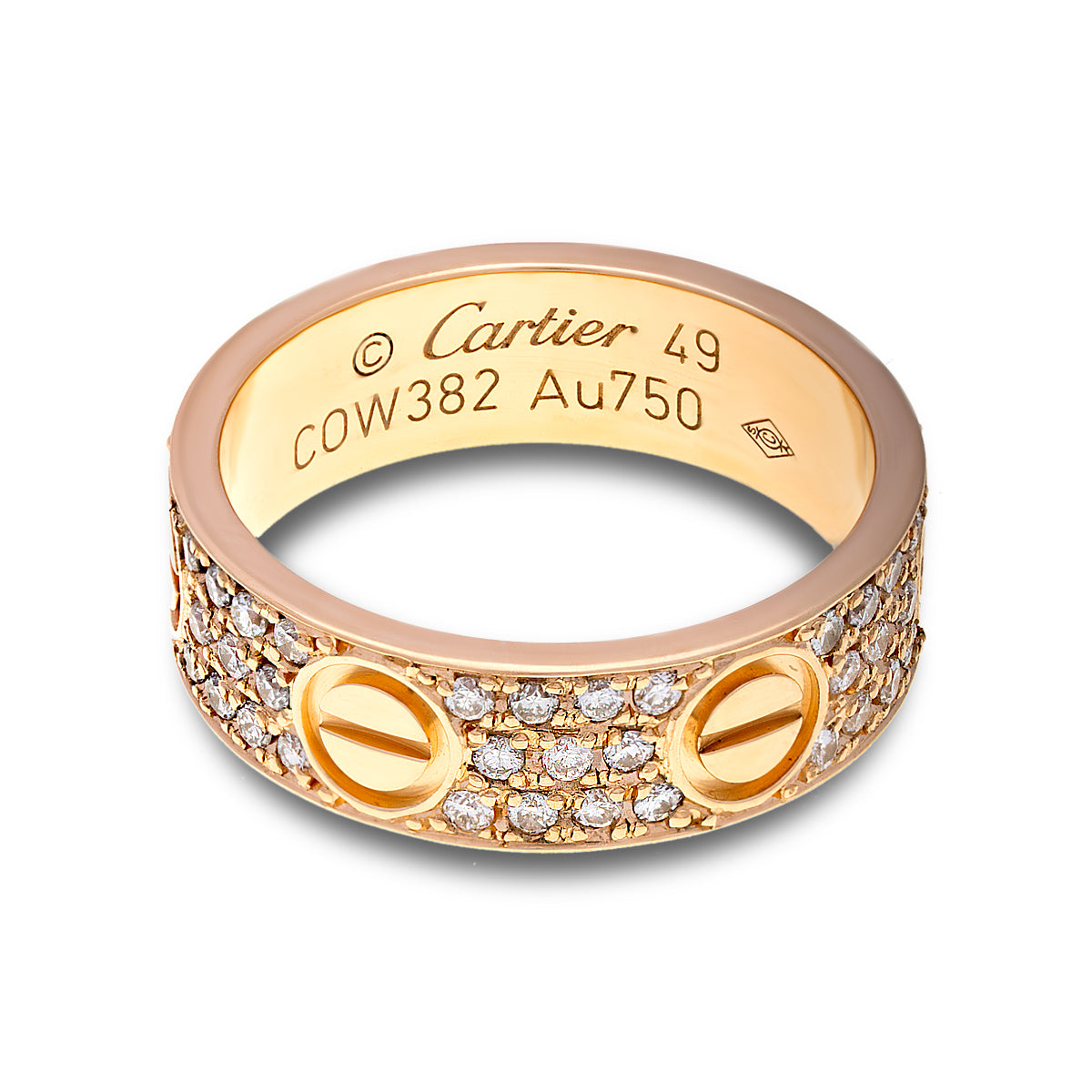 18ct Yellow gold Cartier Love wedding band, Diamond-paved