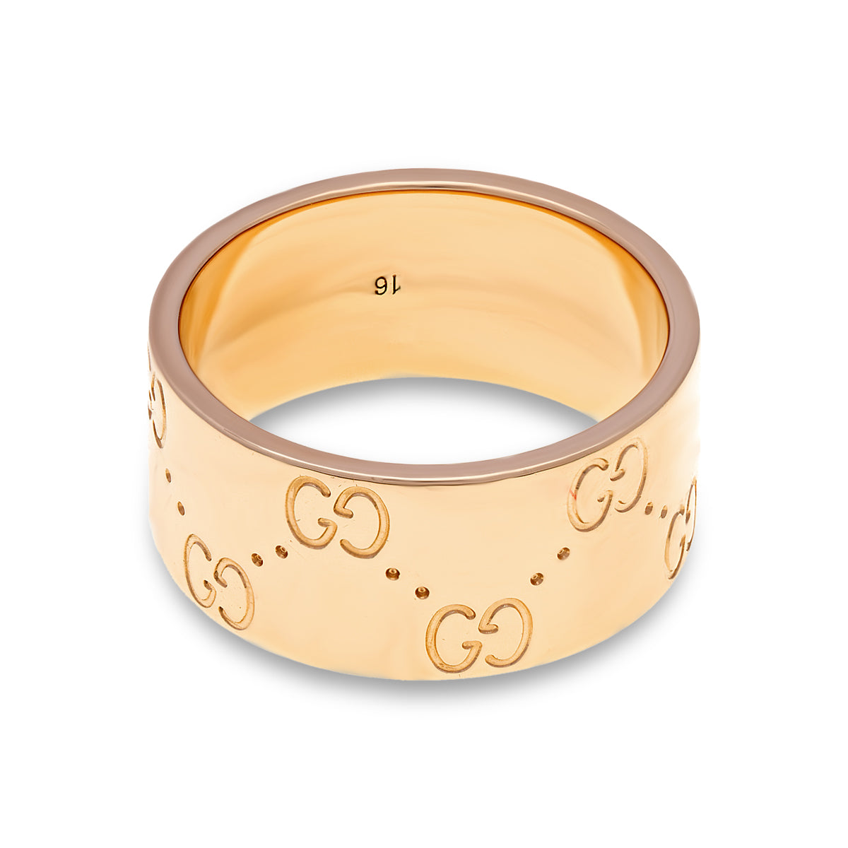 18ct Yellow gold Gucci icon wide band ring
