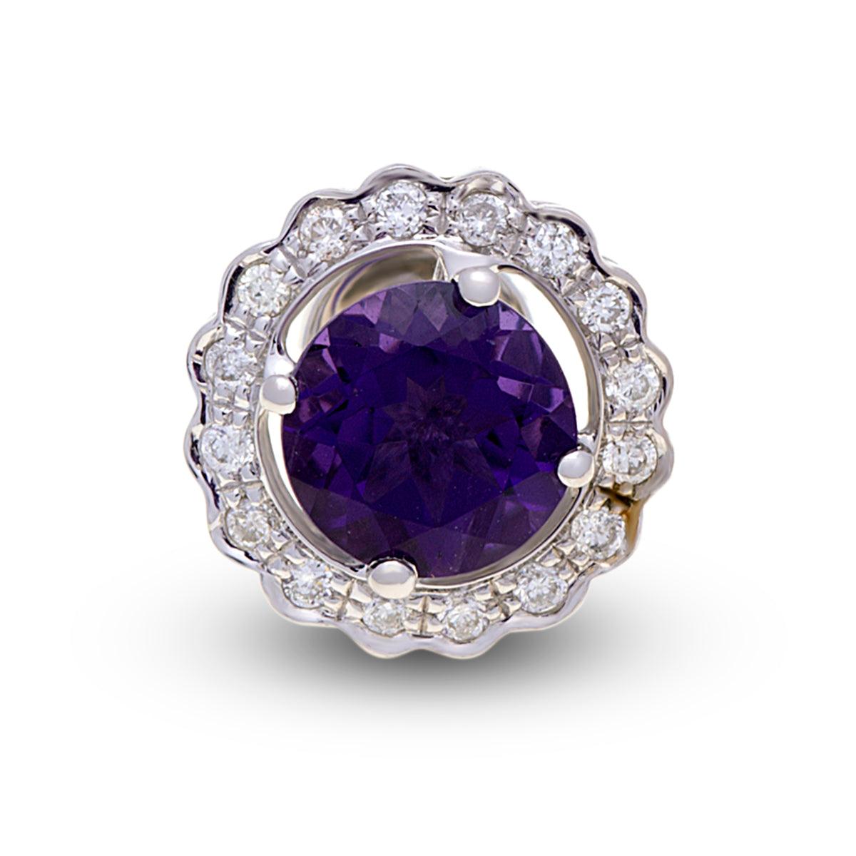 18ct White Gold Amethyst Diamond Stud Earrings