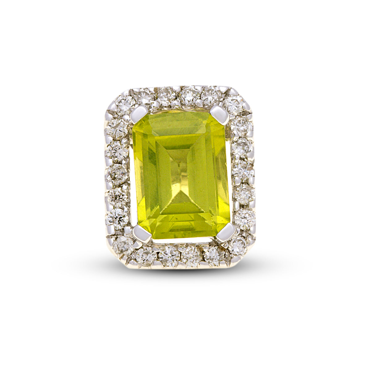 14ct White Gold Peridot Diamond Stud Earrings