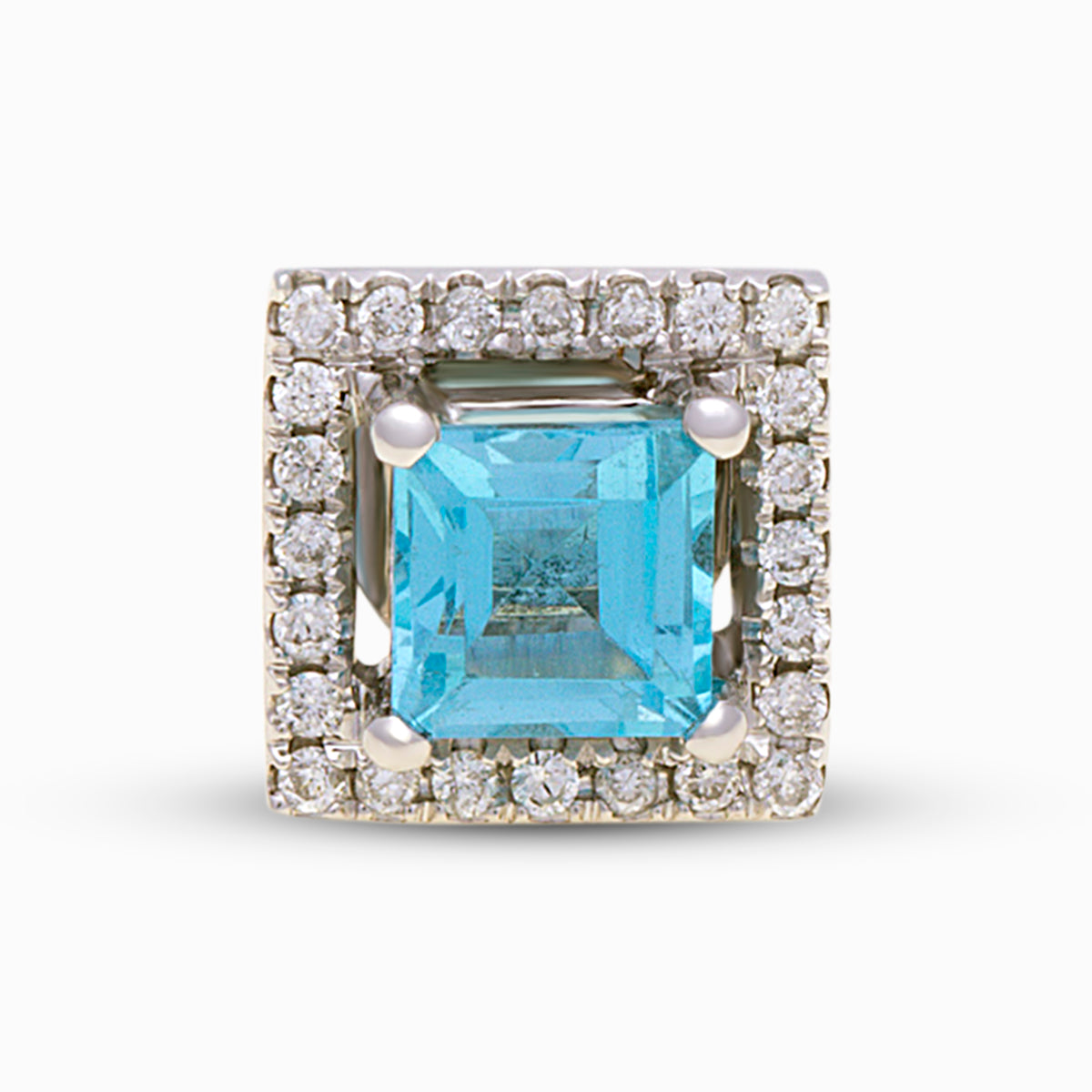 18ct White Gold Blue Topaz Diamond Stud Earrings