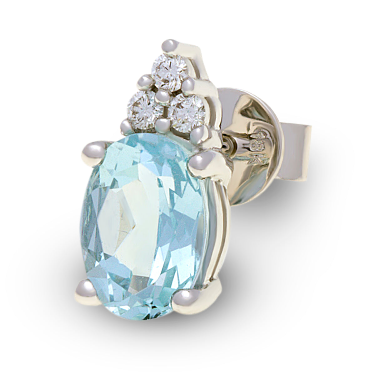 18ct White Gold Aquamarine Diamond Stud Earrings