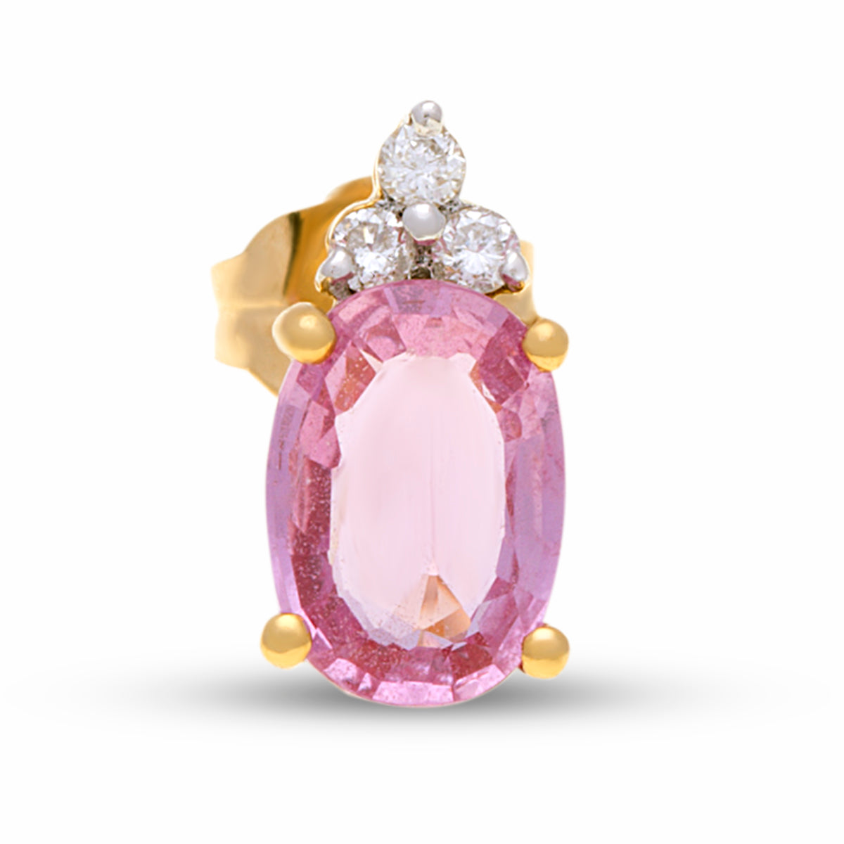 18ct Yellow Gold Pink Sapphire Diamond Stud Earrings