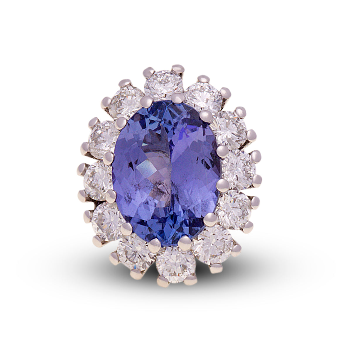 18ct White Gold Tanzanite Diamond Stud Earrings