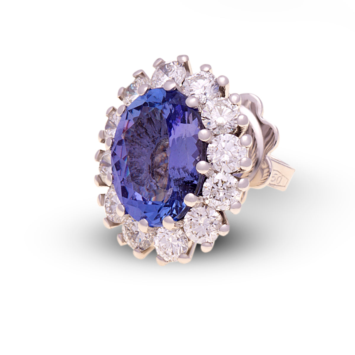 18ct White Gold Tanzanite Diamond Stud Earrings