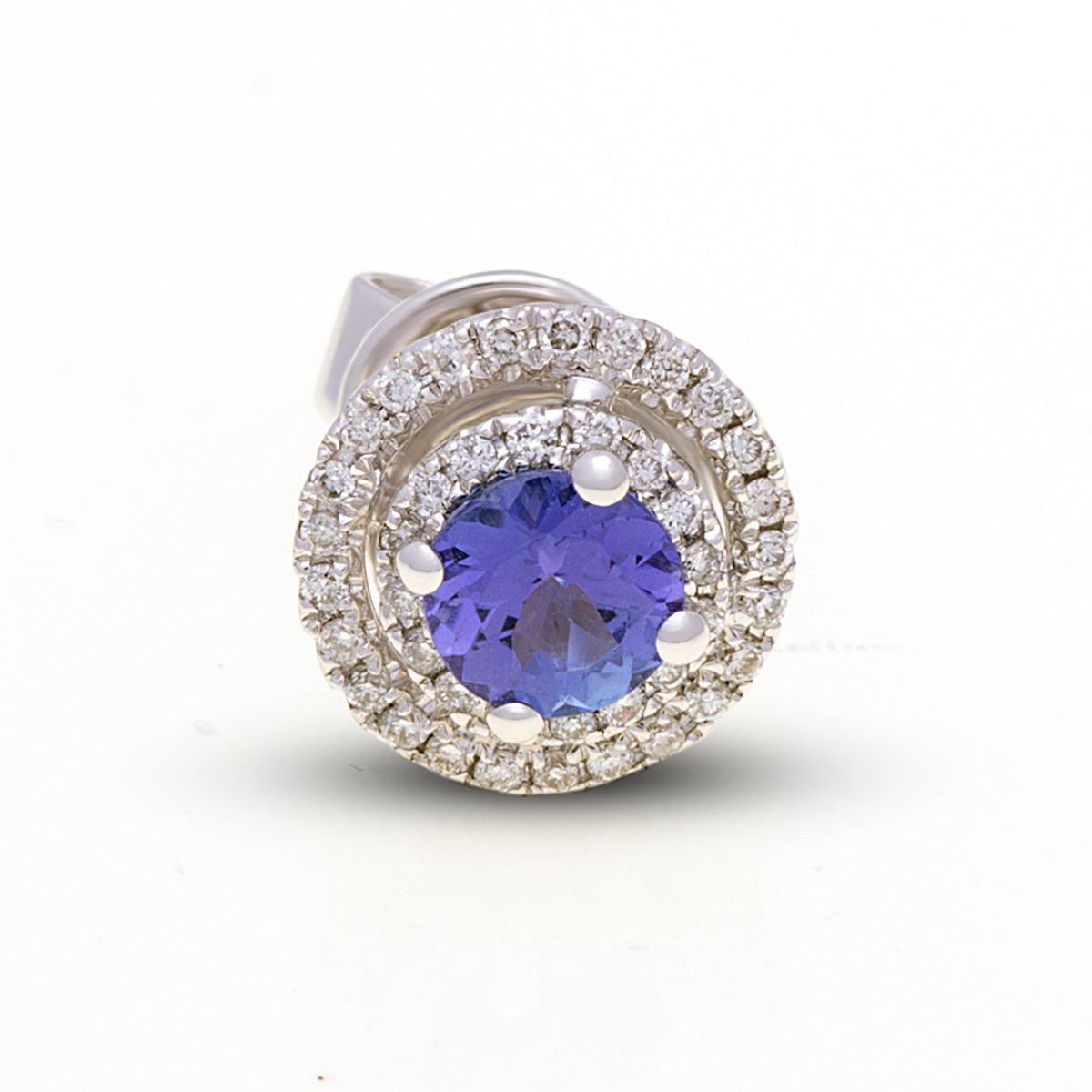 18ct White Gold Tanzanite Diamond Halo Stud Earrings