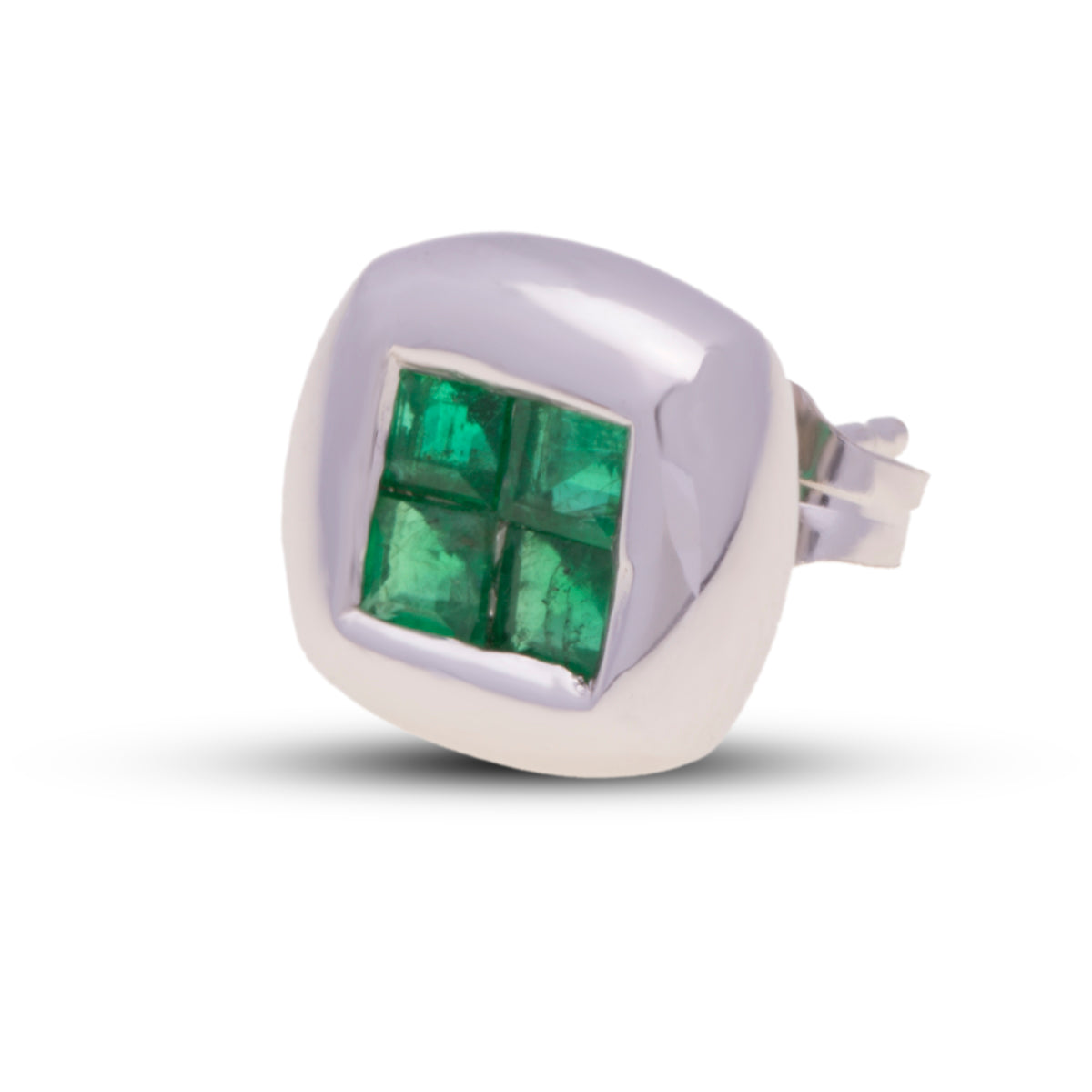 18ct White Gold Emerald Stud Earrings