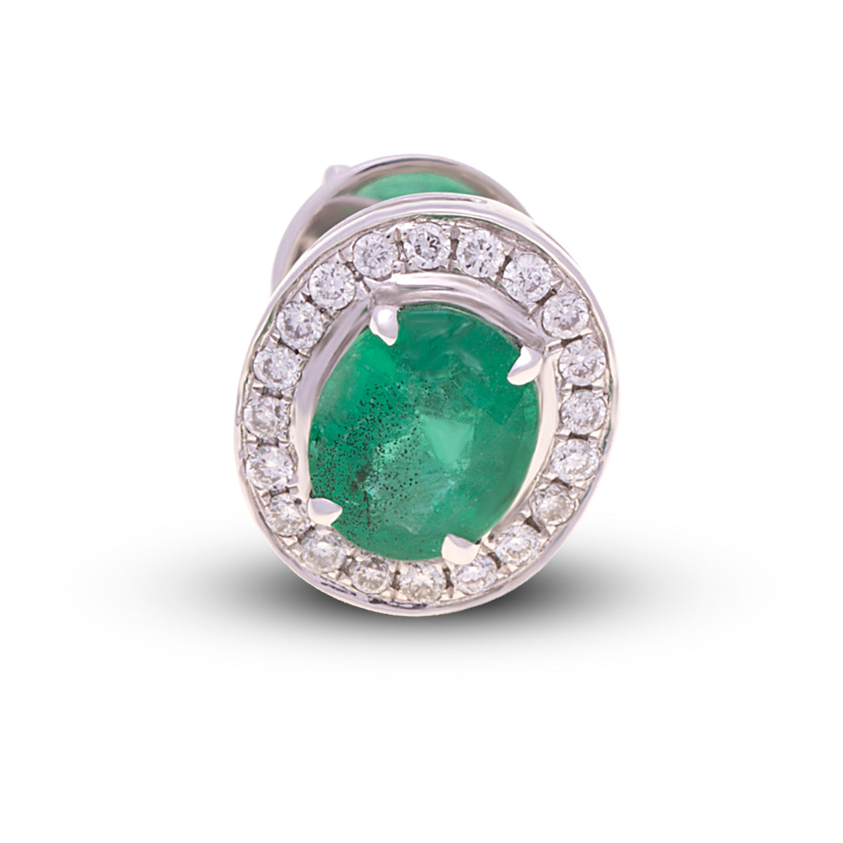 18ct White Gold Emerald Diamond Stud Earrings