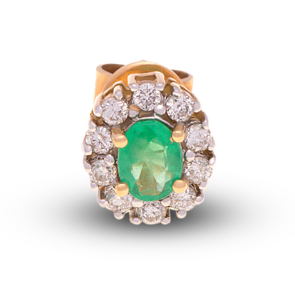 18ct Yellow Gold Emerald Diamond Stud Earrings