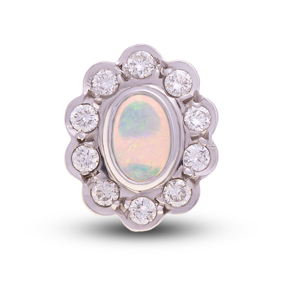 18ct Yellow and White Gold Opal Diamond Stud Earrings