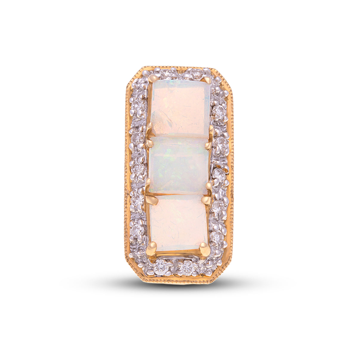 18ct Yellow Gold Opal Diamond Stud Earrings