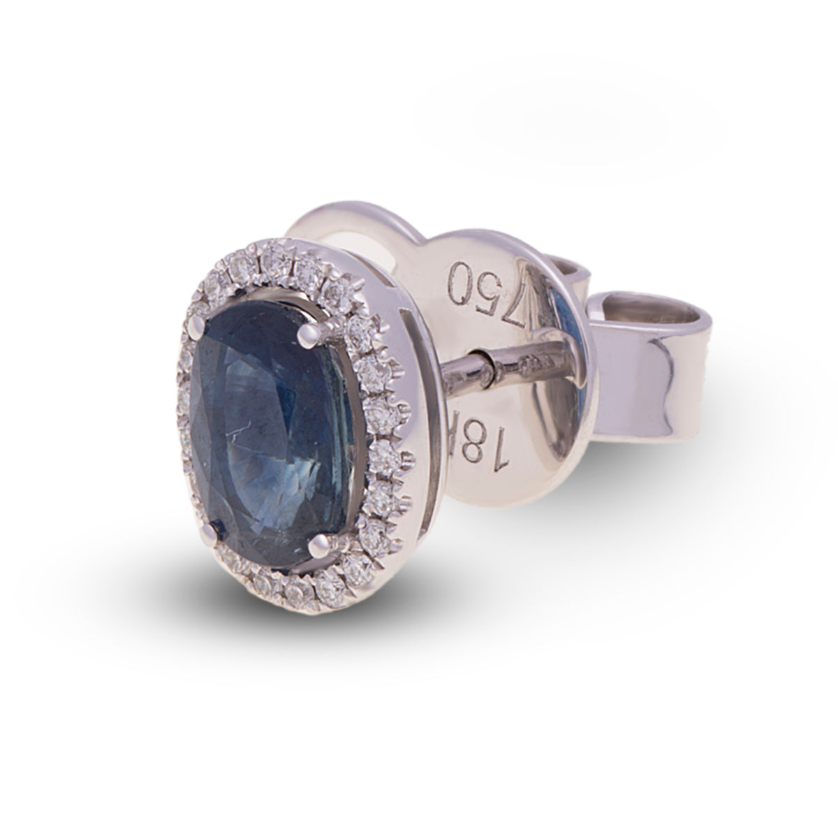 18ct White Gold Sapphire Diamond Stud Earrings