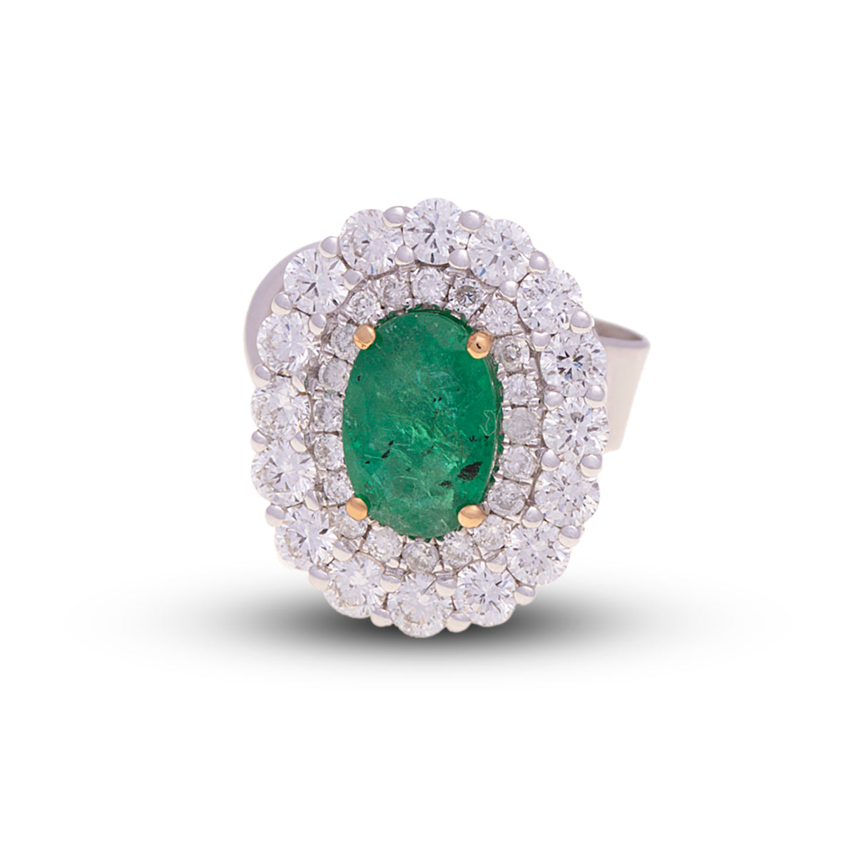 18ct White and Yellow Gold Emerald Diamond Earrings