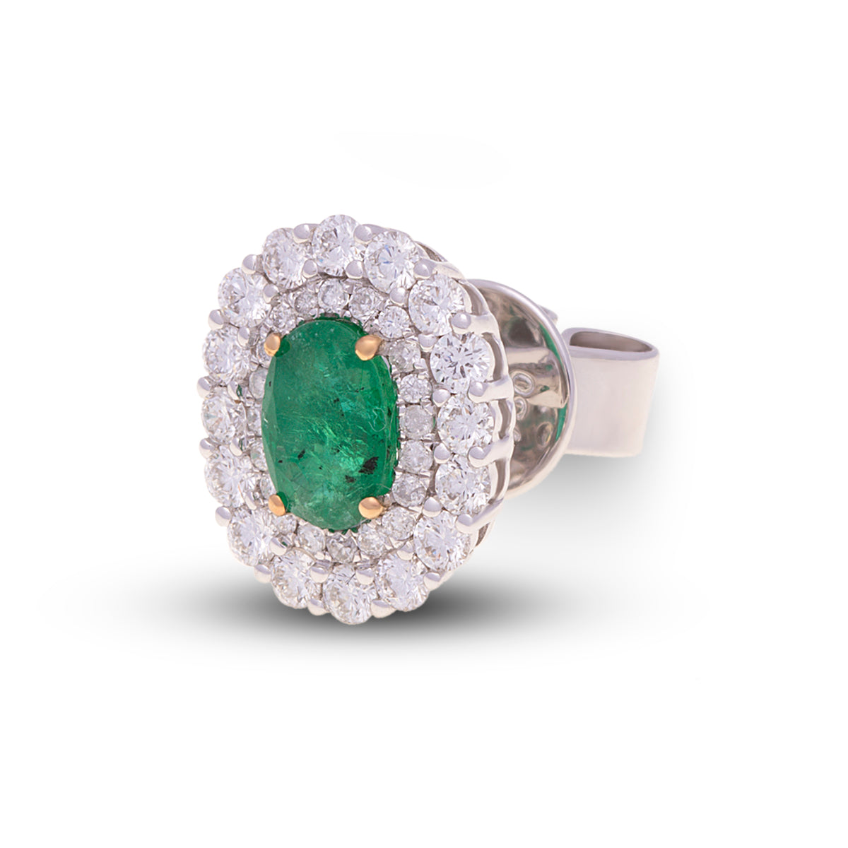 18ct White and Yellow Gold Emerald Diamond Earrings