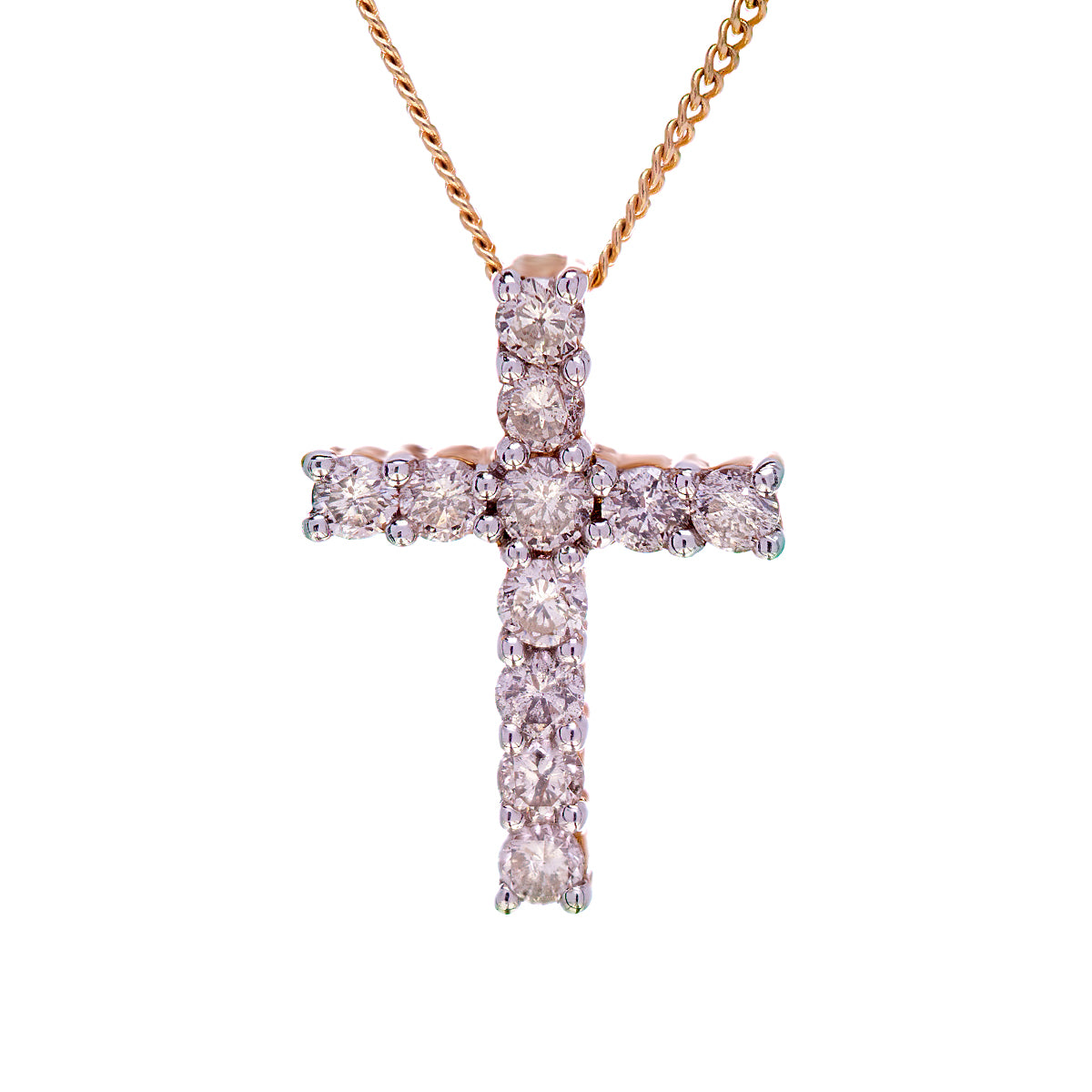 18ct Yellow and White Gold Diamond Cross pendant