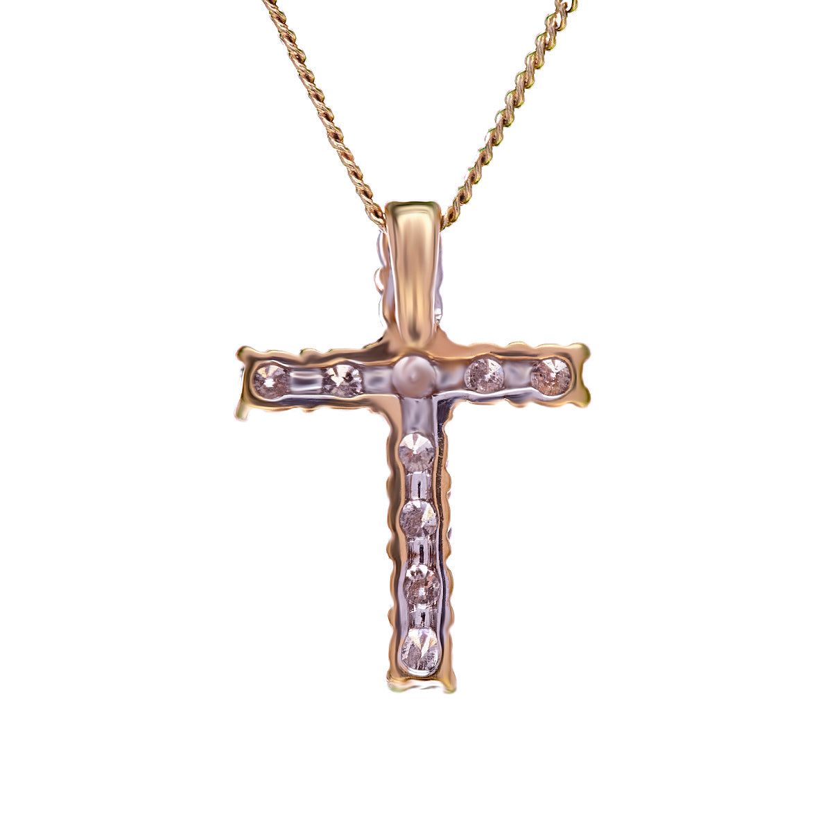 18ct Yellow and White Gold Diamond Cross pendant