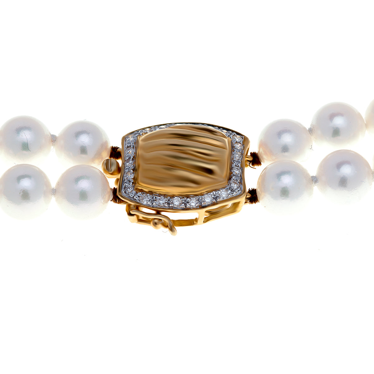 Double row Cultured pearl necklace 18ct Yellow gold