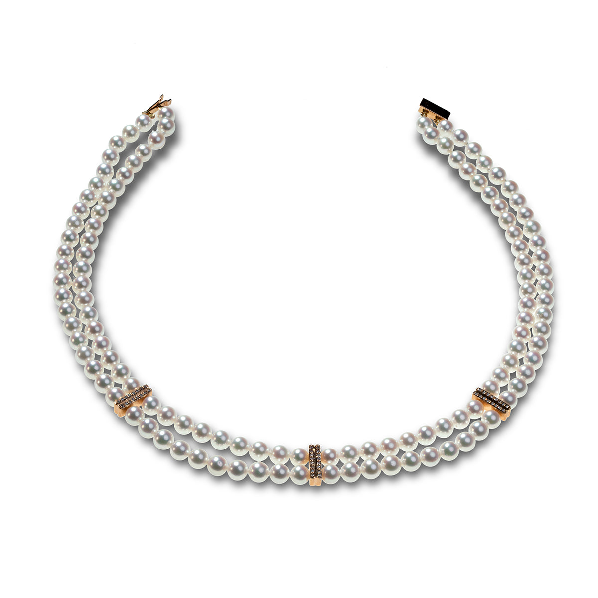 18ct Rose gold Double Row Cultured Pearl Necklace