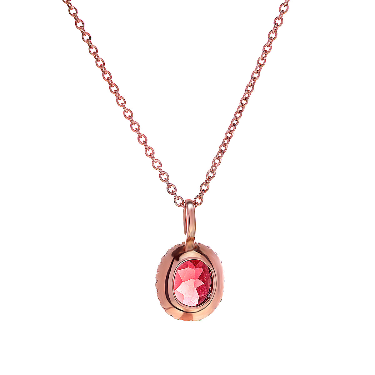 18ct Rose Gold Garnet Diamond Pendant