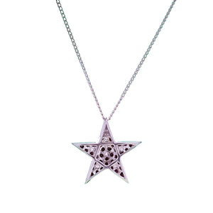 18ct White Gold Black White Diamond Star Pendant